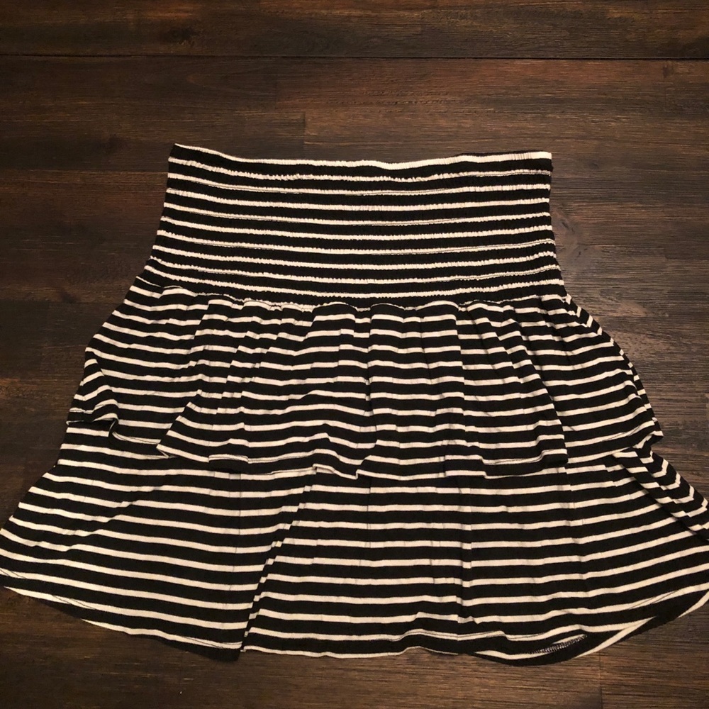 Black/white stripe layered mini skirt